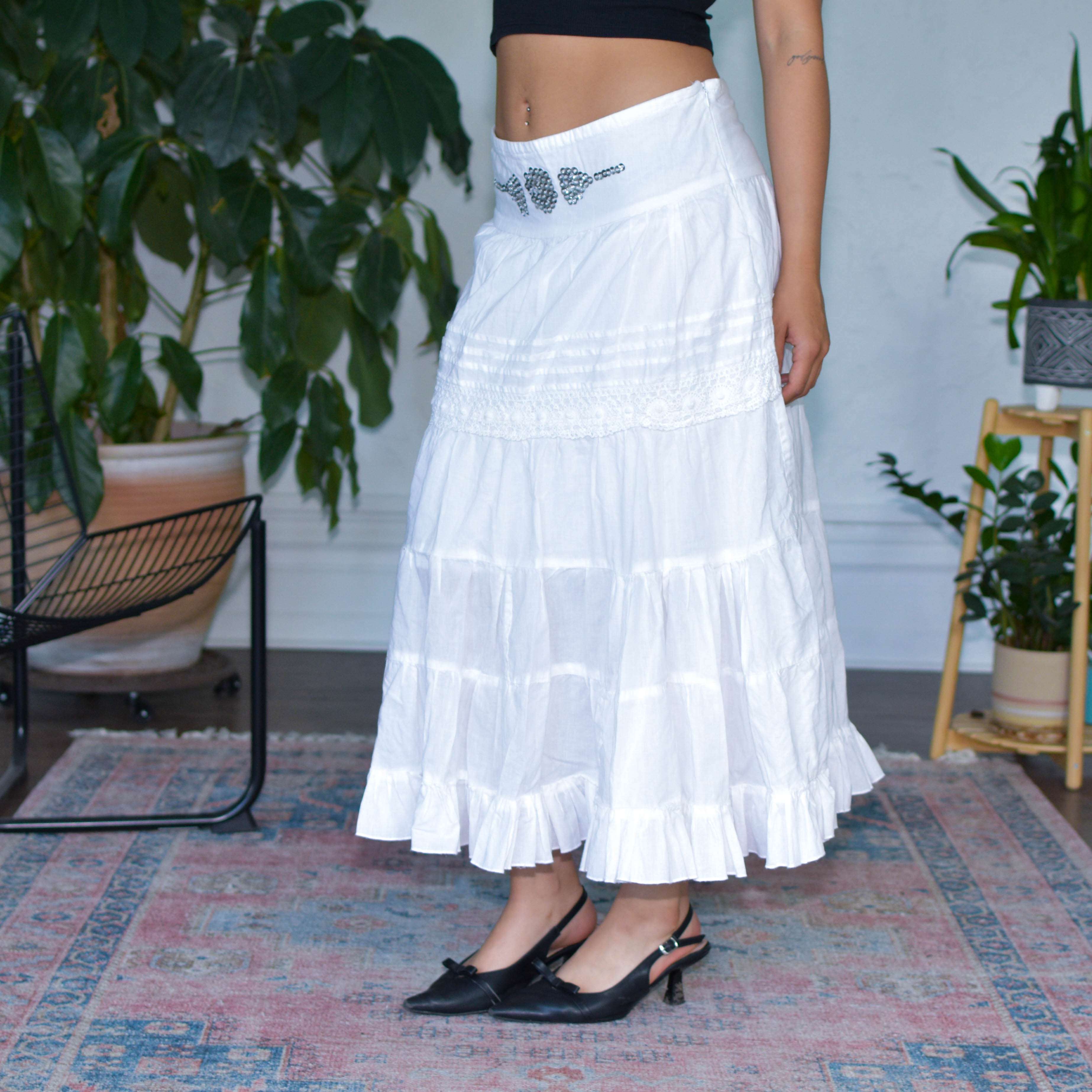 Vintage Y2K SXY JNS White Maxi Skirt