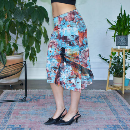 Vintage Y2K Cloanice Abstract Print Skirt