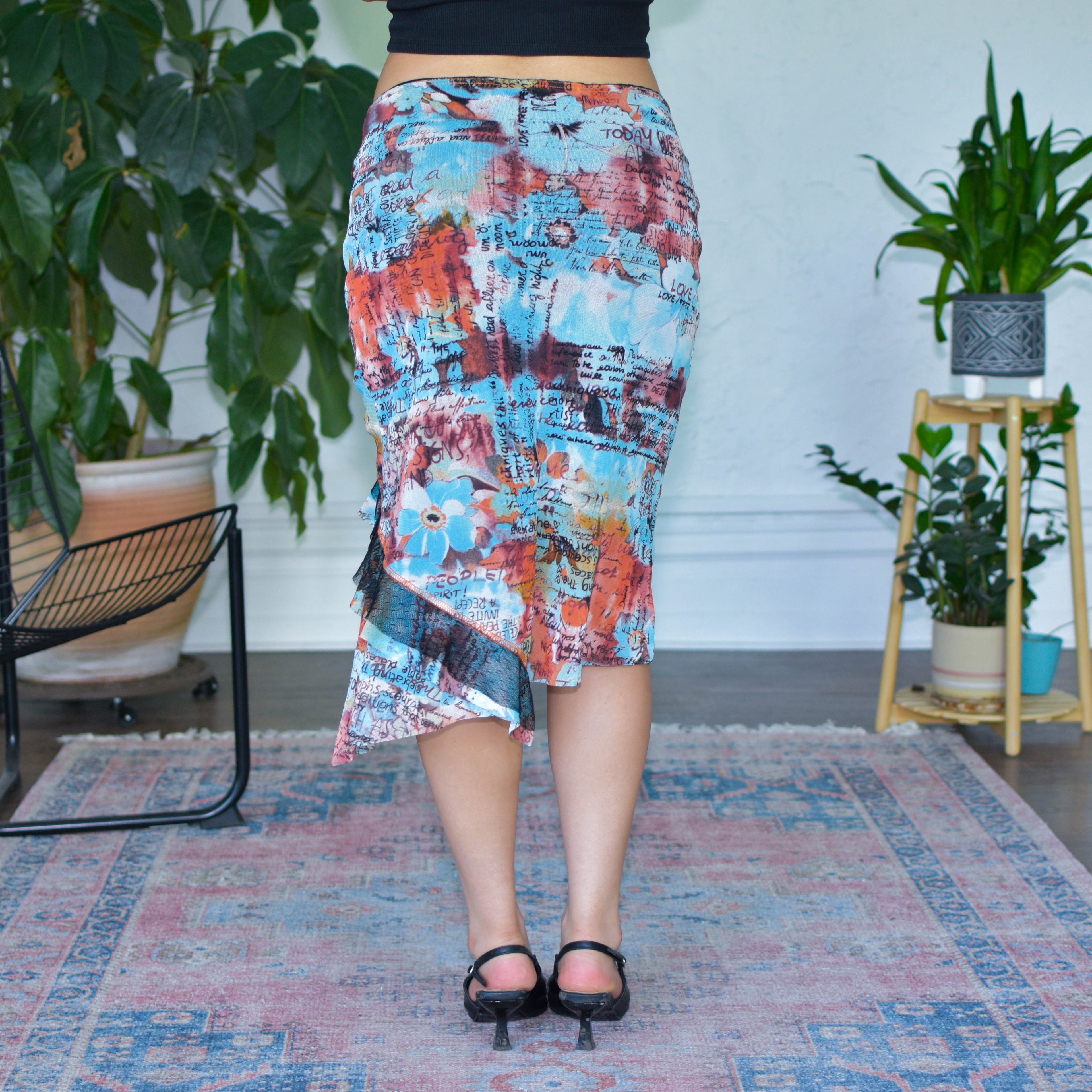 Vintage Y2K Cloanice Abstract Print Skirt