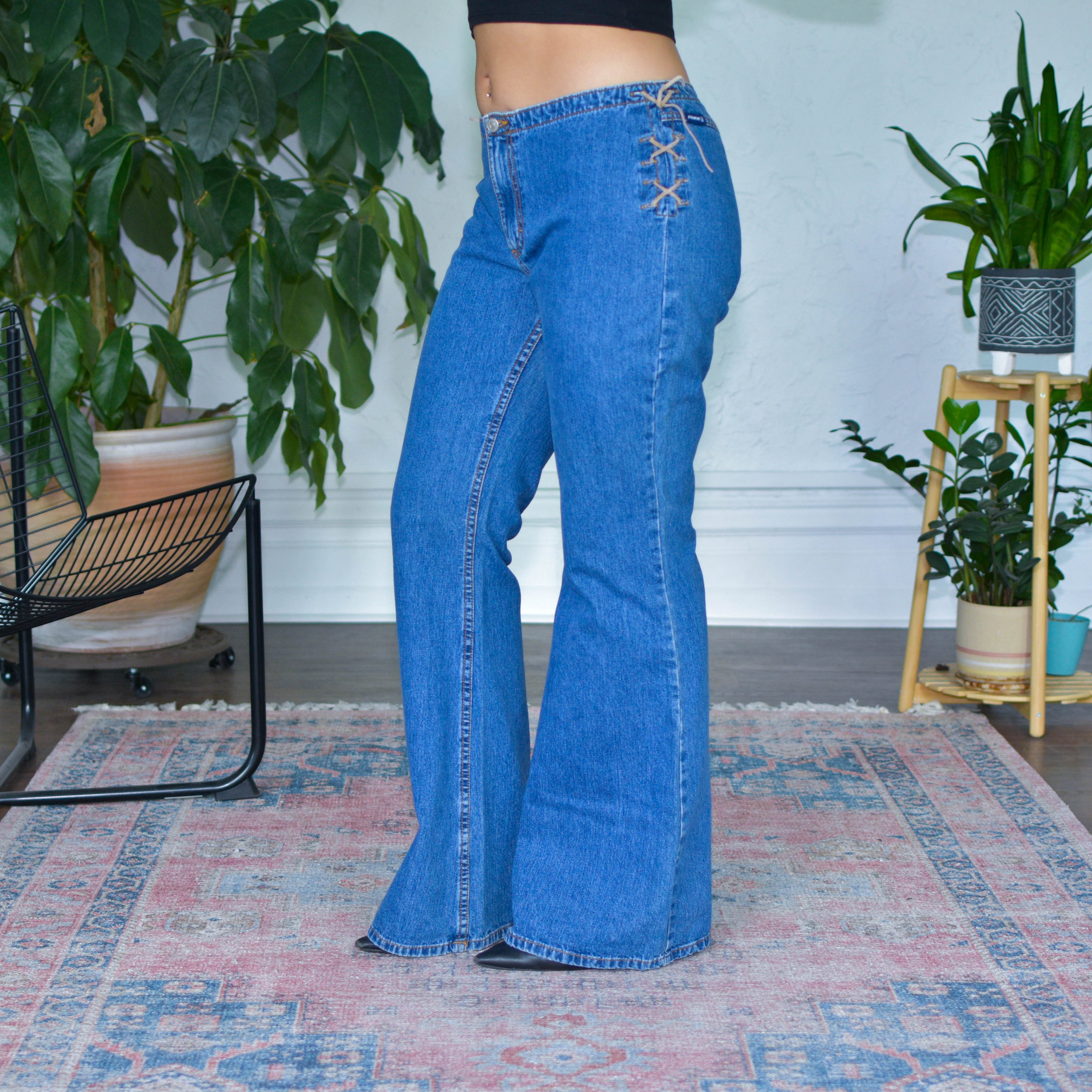 Vintage Y2K Jordache Lace-Up Flare Jeans