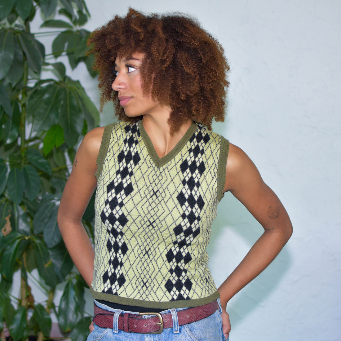 Vintage Y2K Argyle Wool Vest