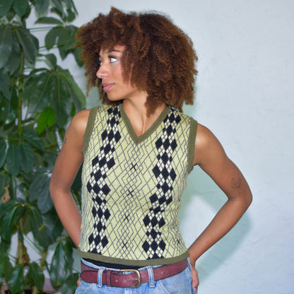 Vintage Y2K Argyle Wool Vest