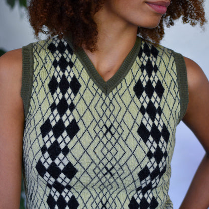 Vintage Y2K Argyle Wool Vest