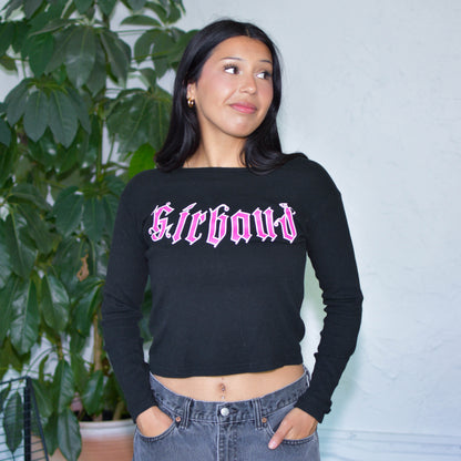Vintage Y2K Femme Girbaud Pink Logo Long Sleeve Crop