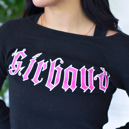 Vintage Y2K Femme Girbaud Pink Logo Long Sleeve Crop