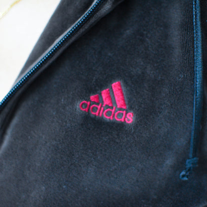 Vintage Y2K Adidas Velour Zip-Up Hoodie