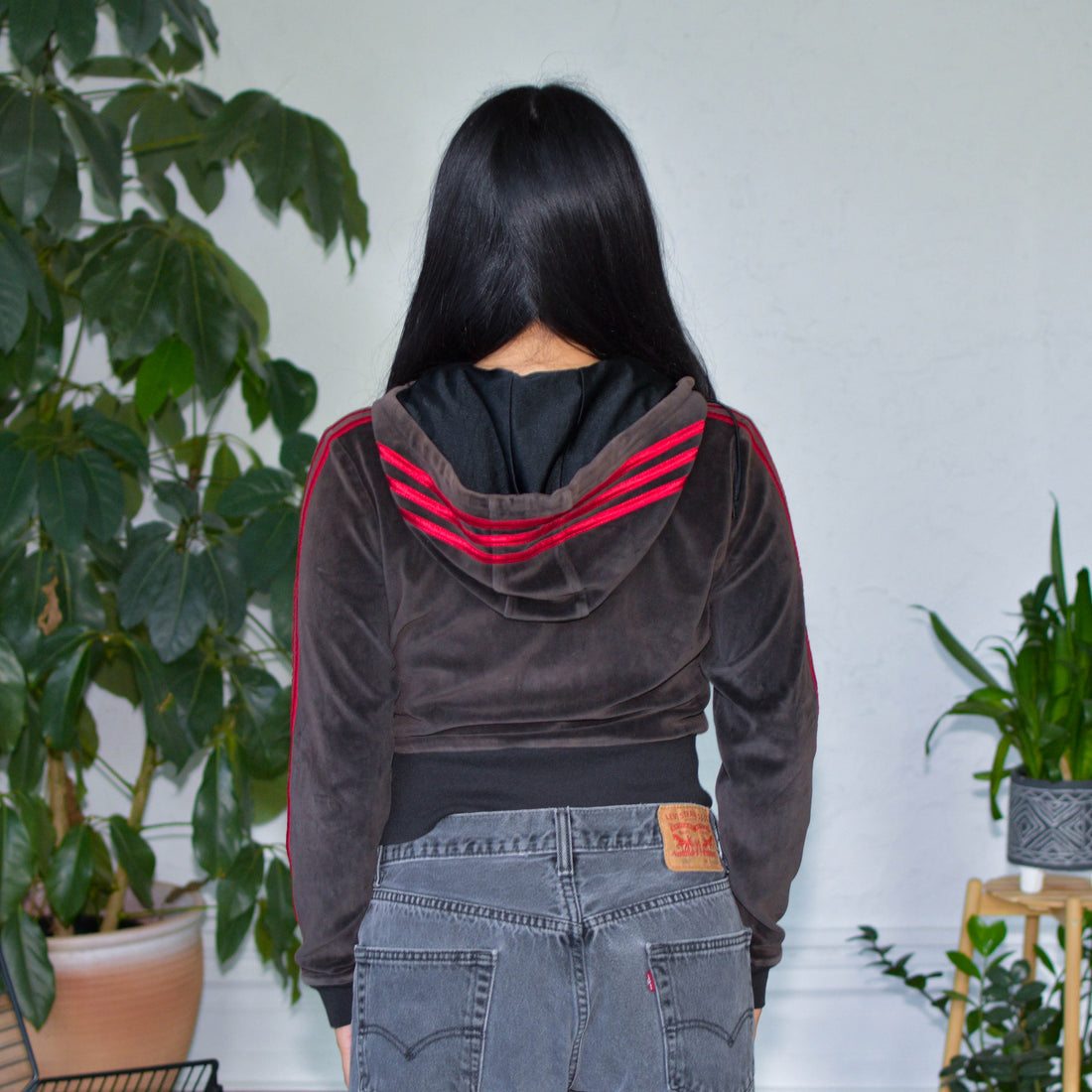 Vintage Y2K Adidas Velour Zip-Up Hoodie