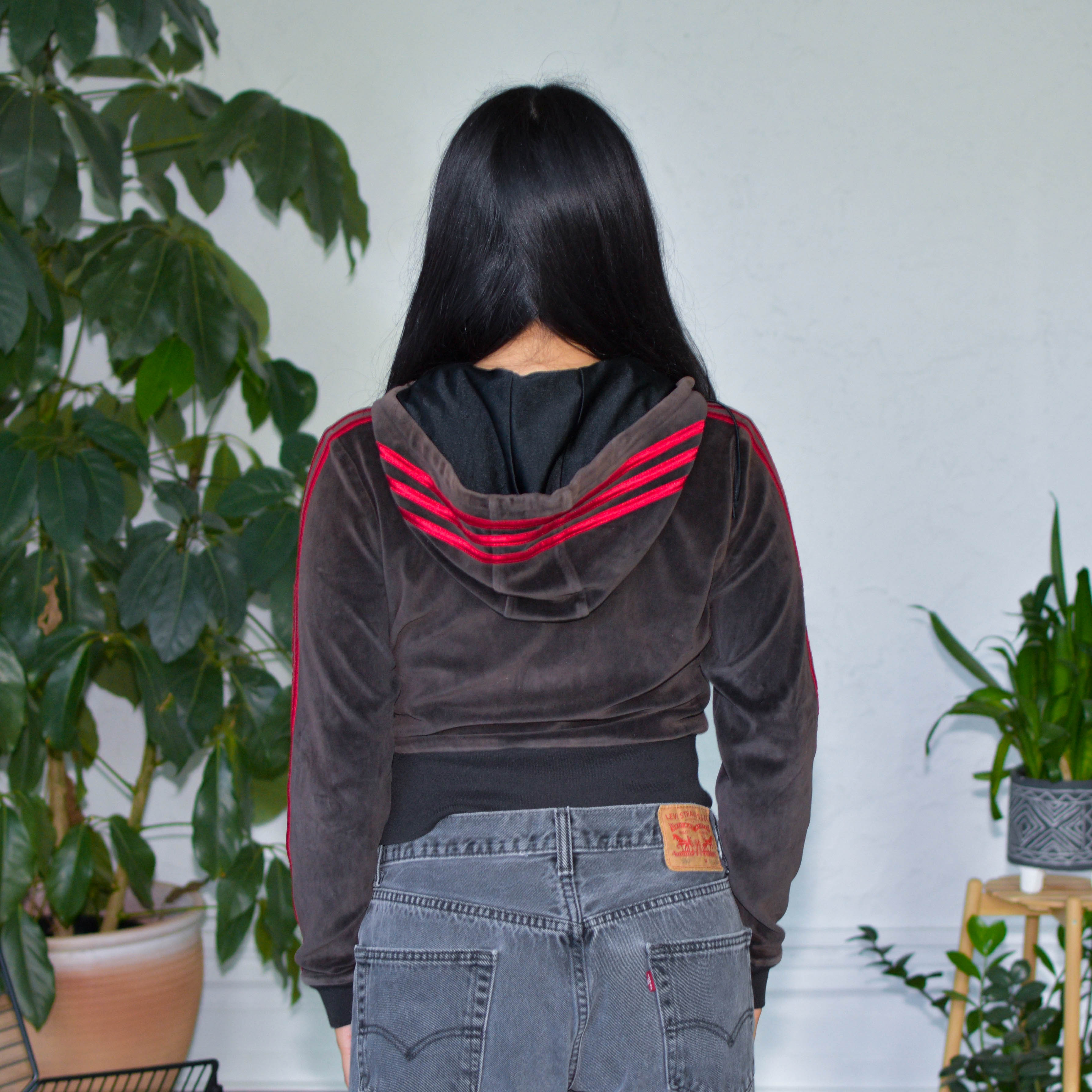 Vintage Y2K Adidas Velour Zip-Up Hoodie