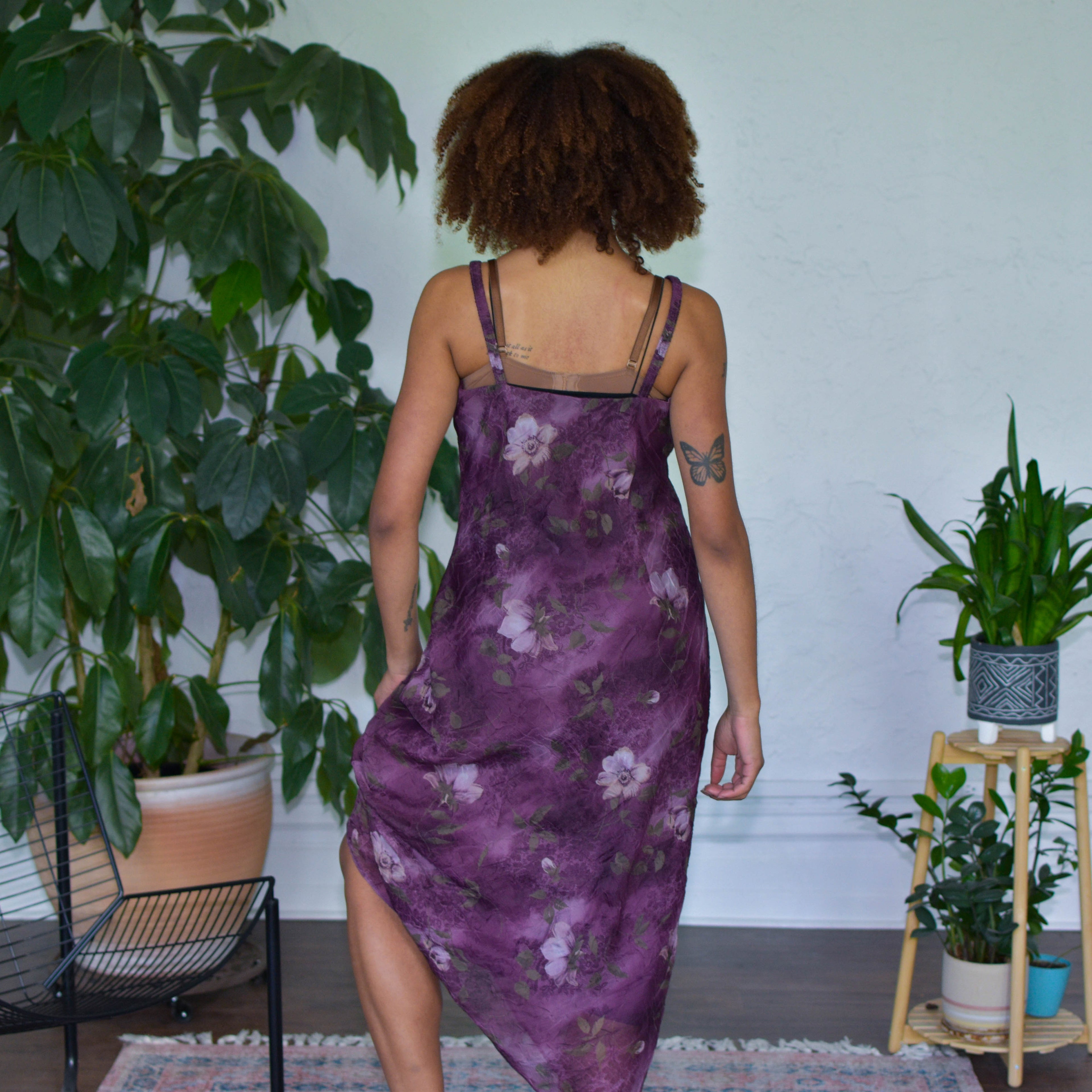 Vintage Y2K Jessica Howard Purple Chiffon Floral Dress