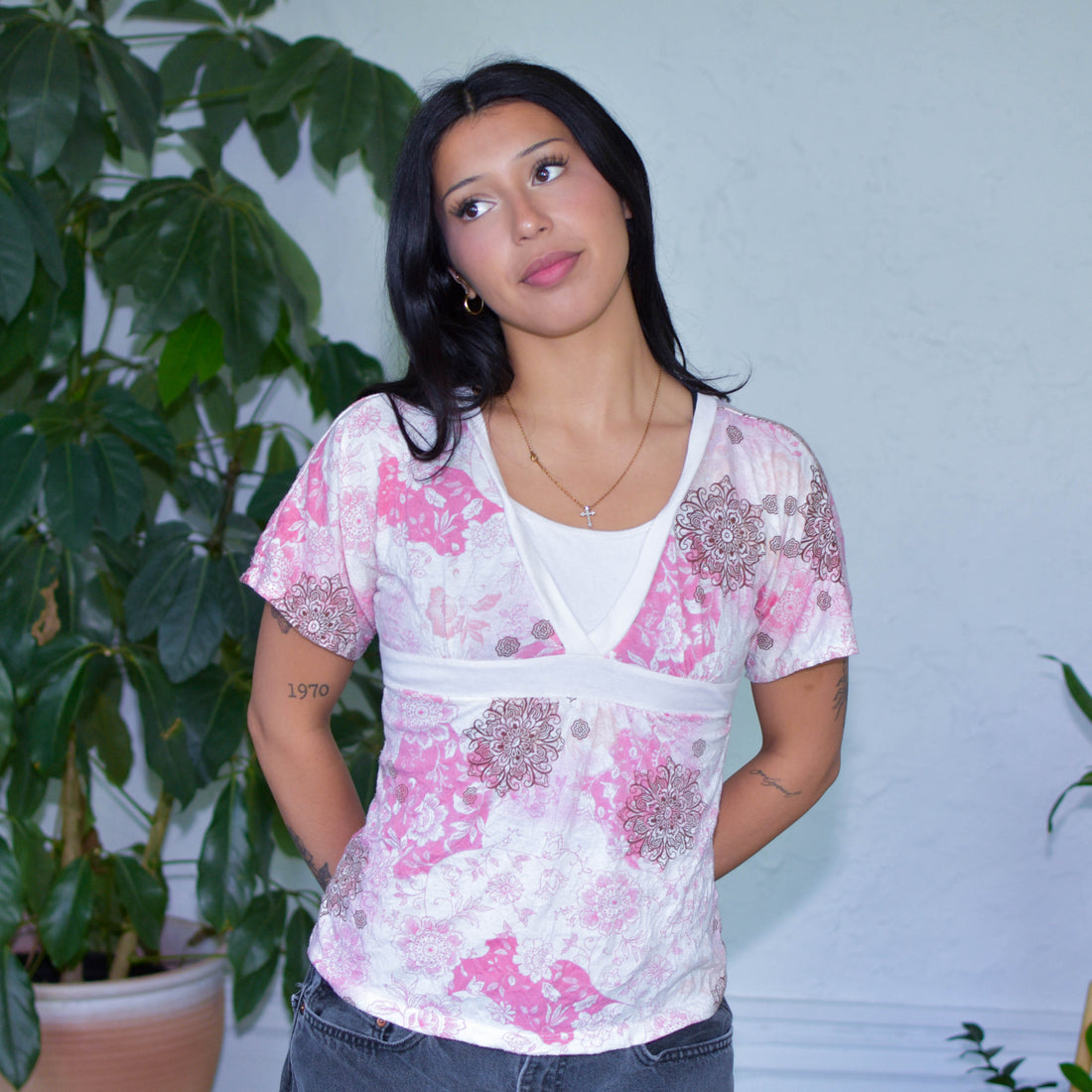 Vintage Y2K Sugar Rush Pink Floral Top
