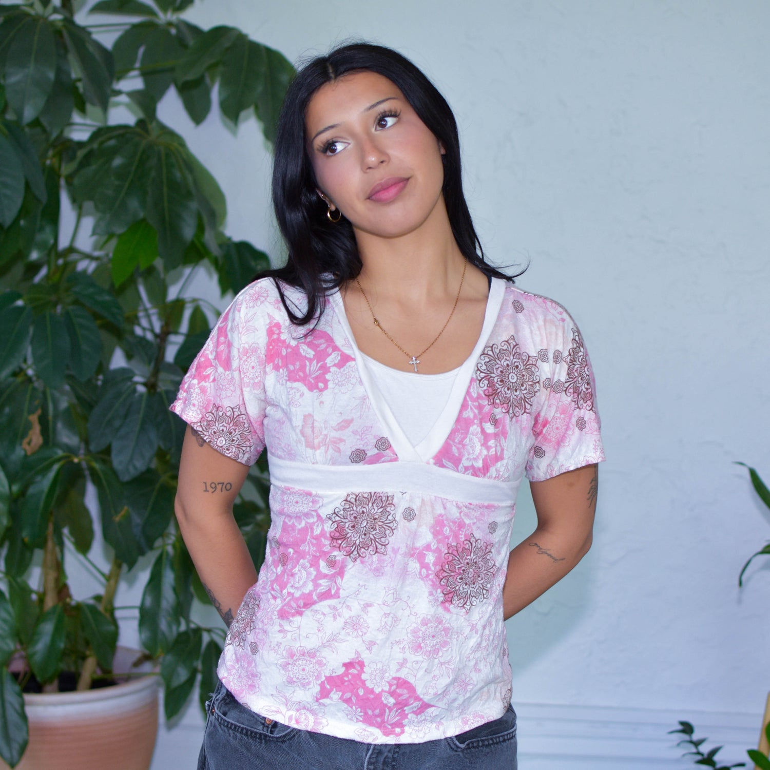 Vintage Y2K Sugar Rush Pink Floral Top