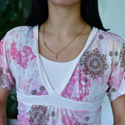 Vintage Y2K Sugar Rush Pink Floral Top