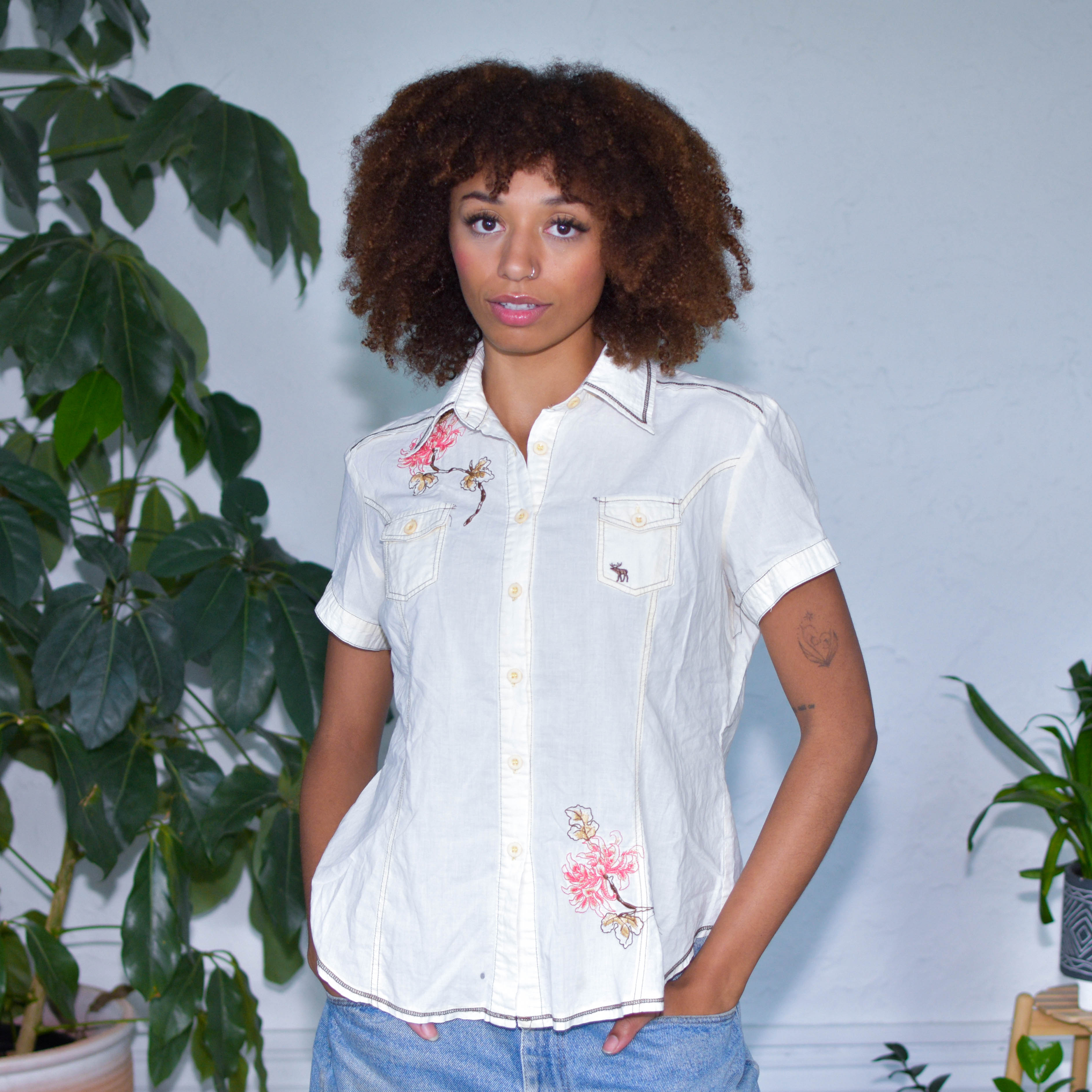 Vintage Y2K Abercrombie &amp; Fitch Floral Button Up