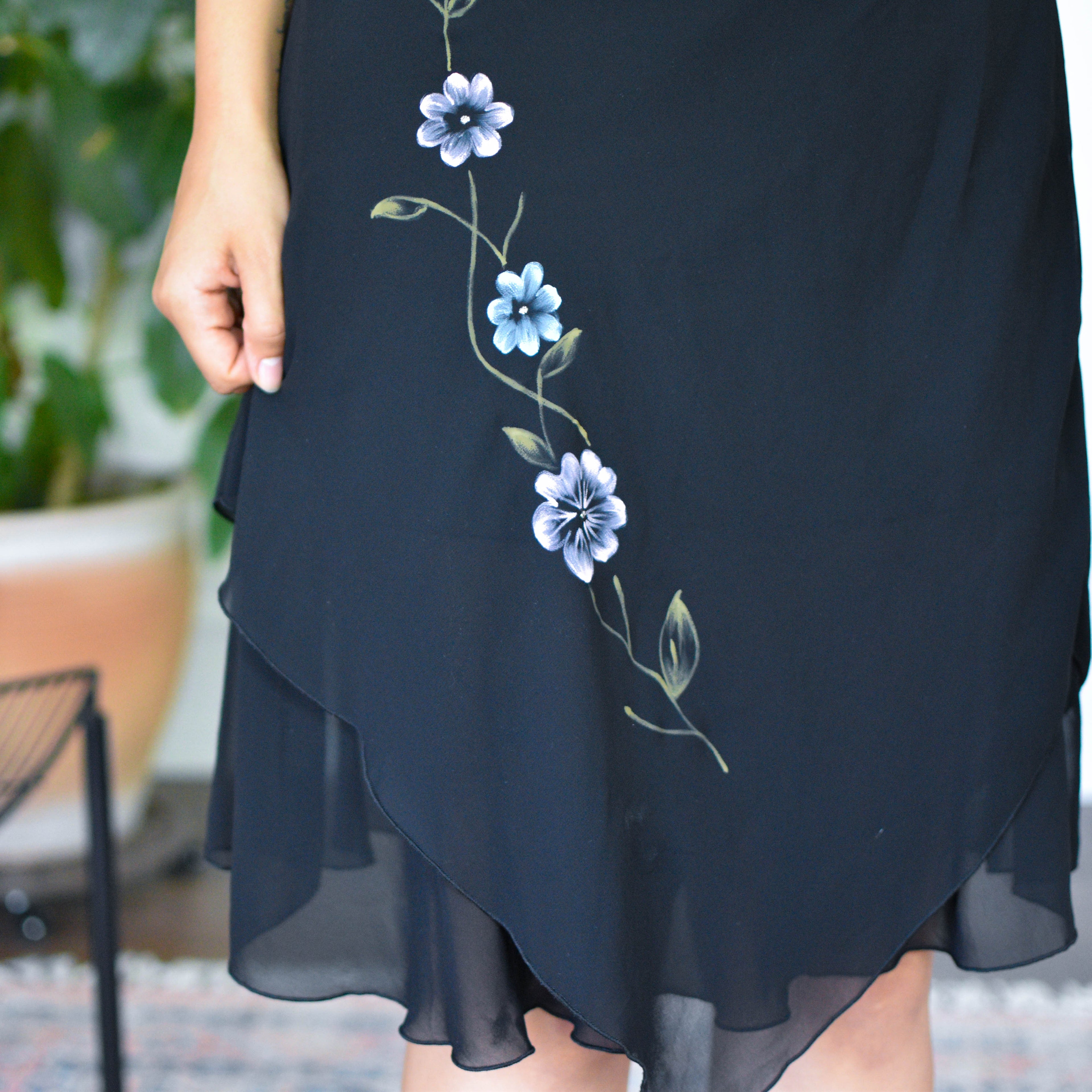 Vintage Y2K Lineas Midi Dress with Floral Pattern