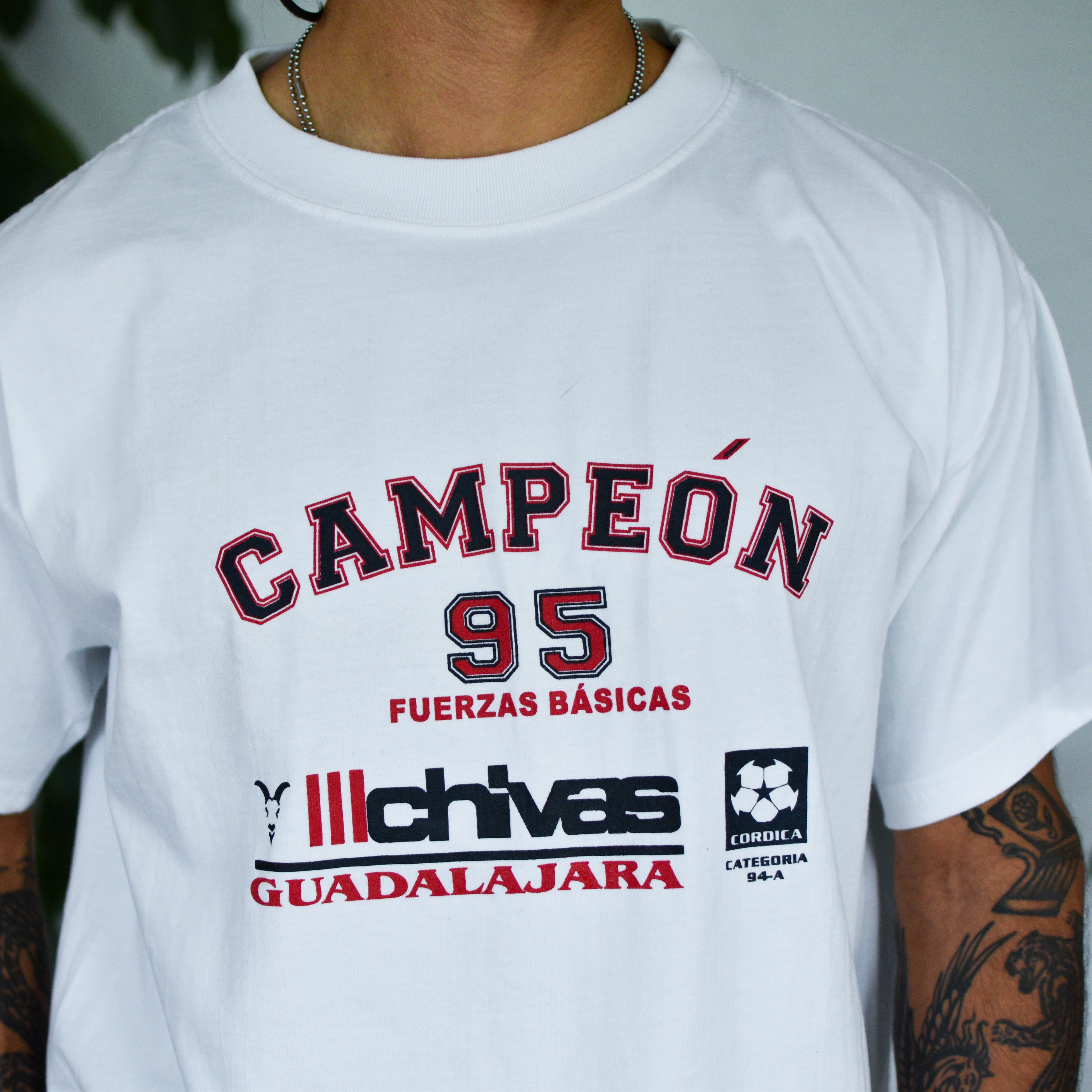 Vintage 1995 Chivas de Guadalajara Fuerzas Basicas Champion T-Shirt
