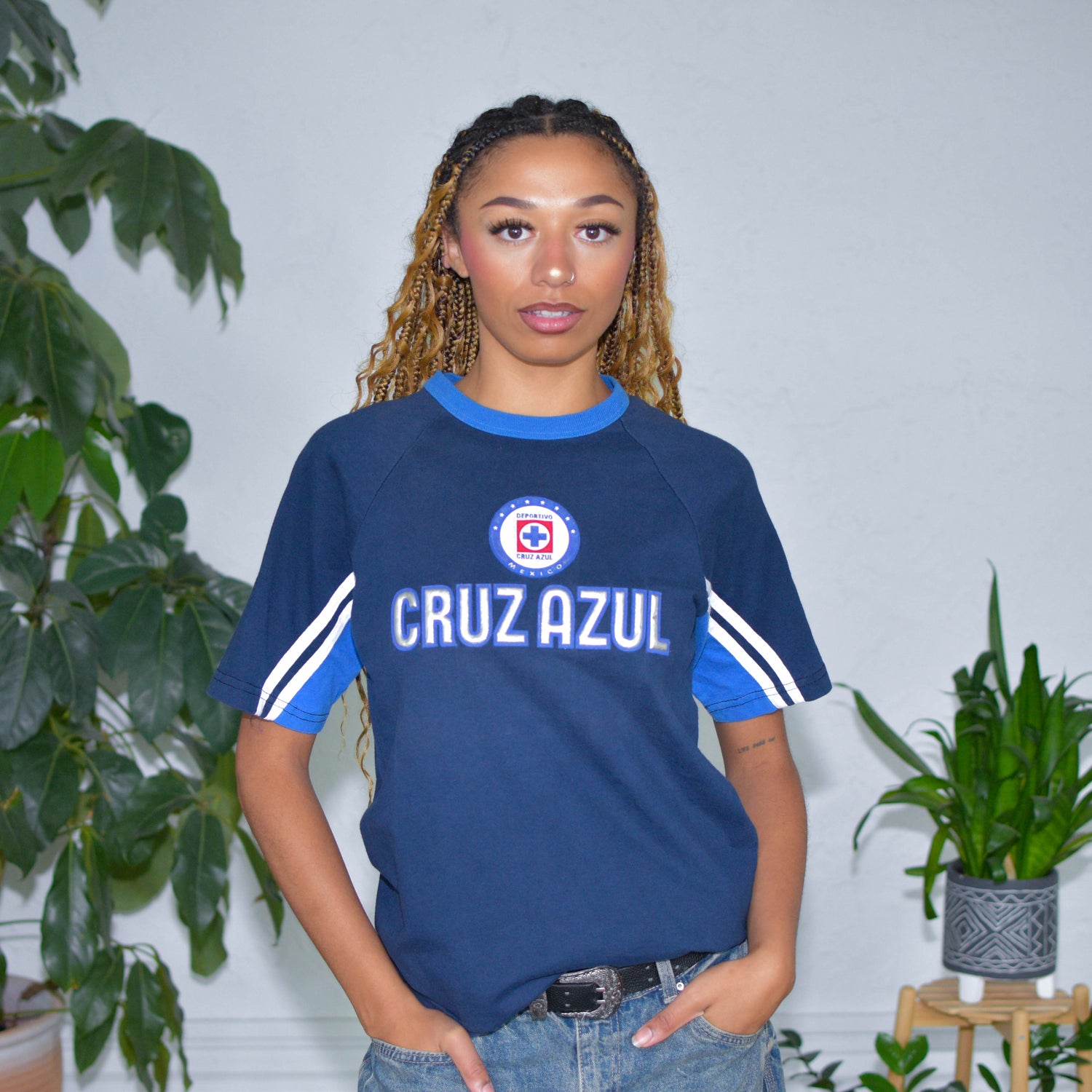 Vintage Cruz Azul Ringer Graphic T-Shirt
