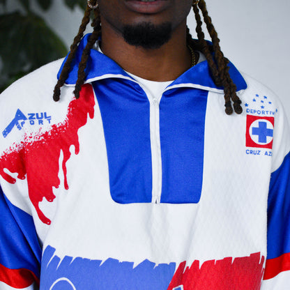 Vintage 90s Cruz Azul Quarter-Zip AOP Sweatshirt