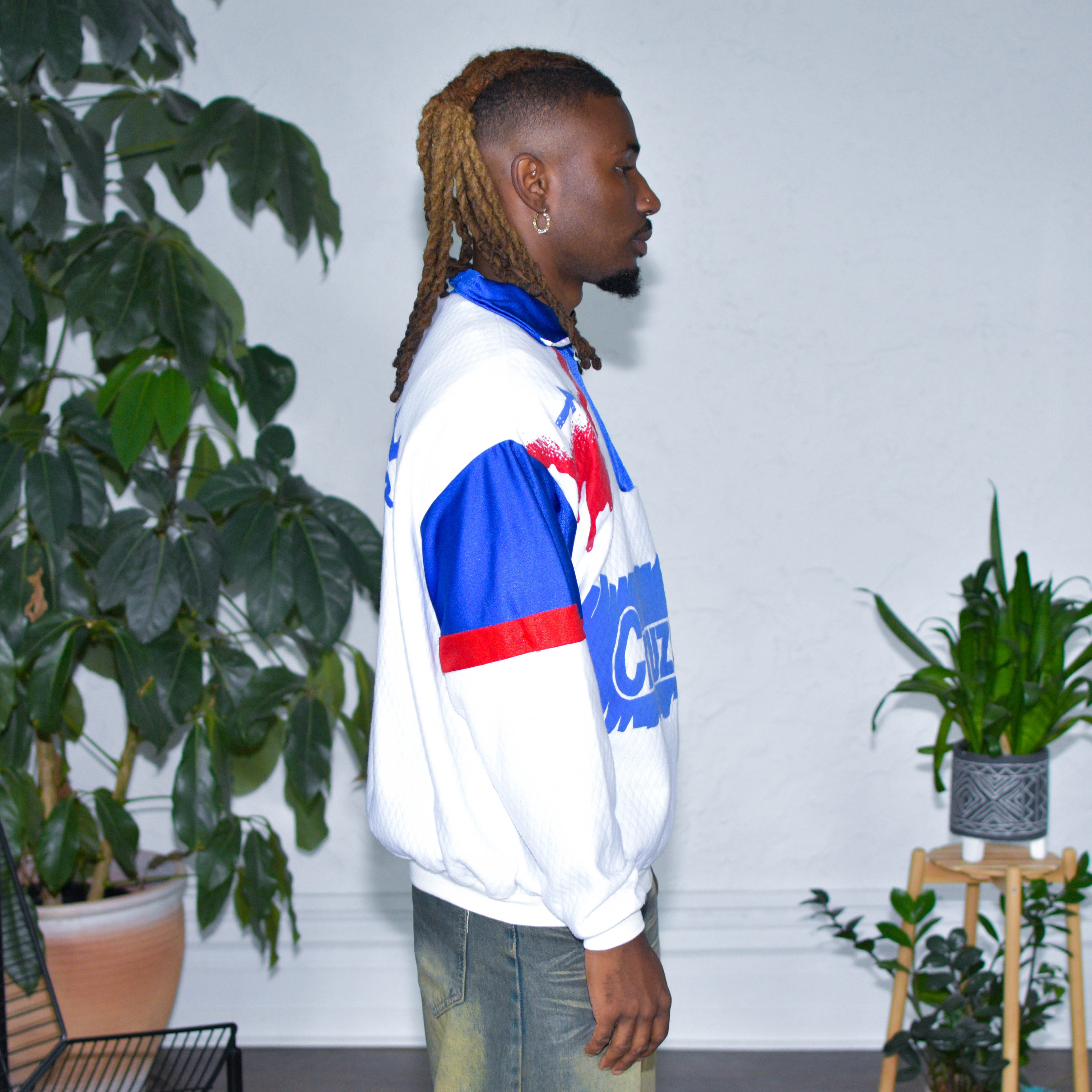 Vintage 90s Cruz Azul Quarter-Zip AOP Sweatshirt