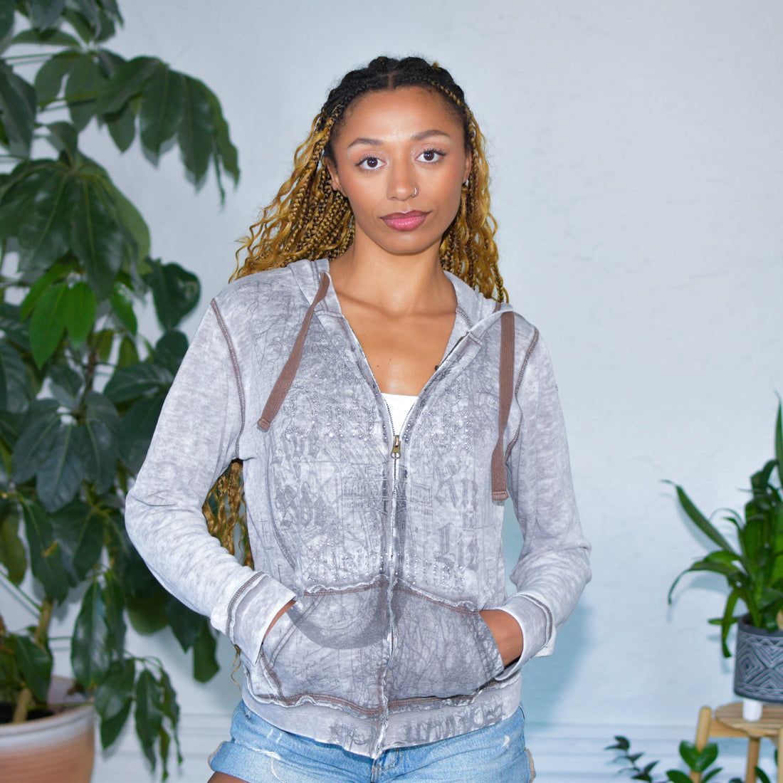 Vintage Y2K Harley Davidson Twin Cities Femme Bedazzled Hoodie