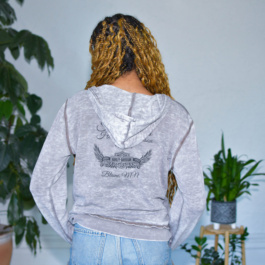 Vintage Y2K Harley Davidson Twin Cities Femme Bedazzled Hoodie