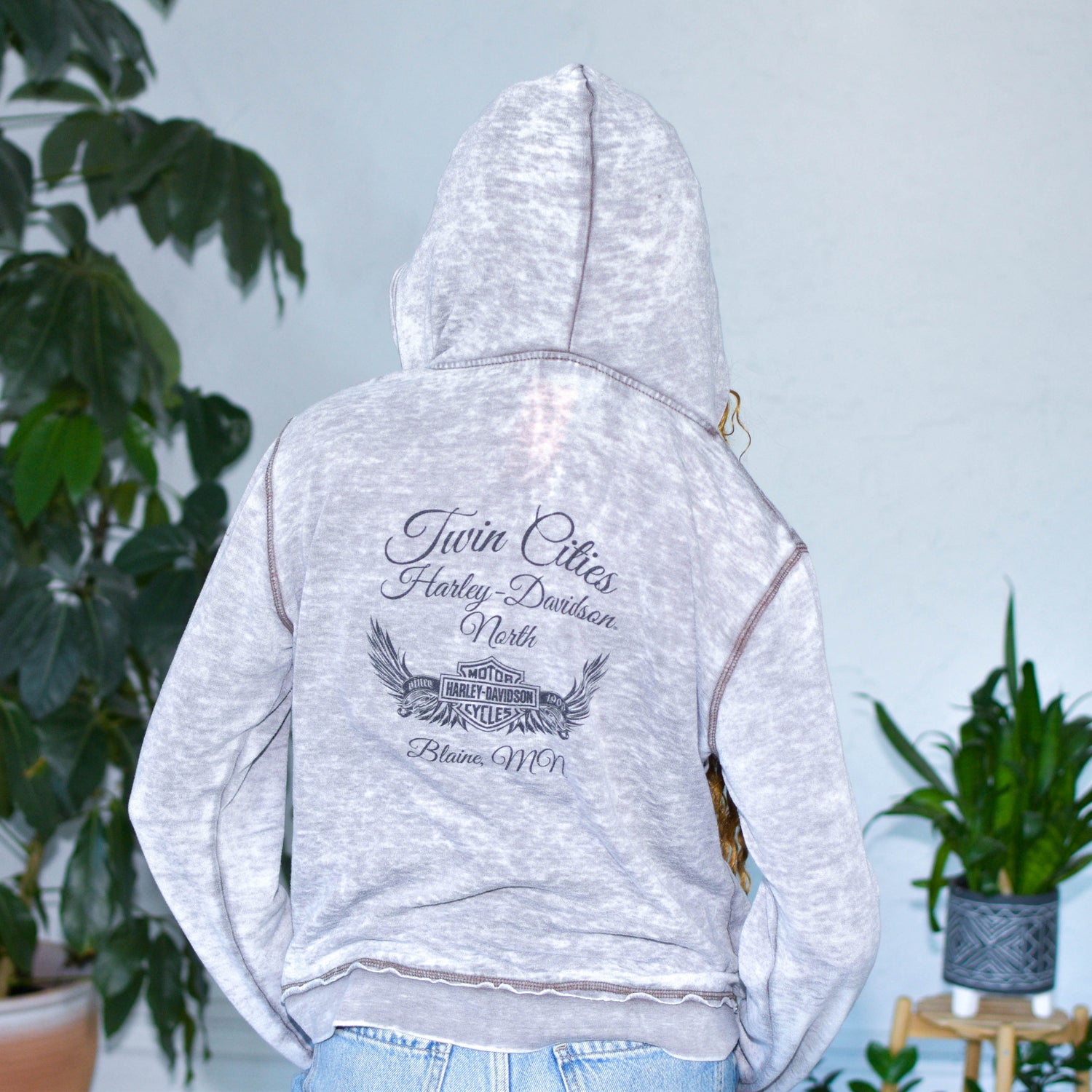 Vintage Y2K Harley Davidson Twin Cities Femme Bedazzled Hoodie