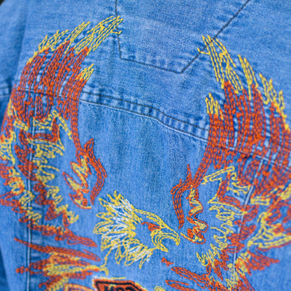 Vintage  2003 Femme Harley Davidson Embroidered Denim Long Sleeve