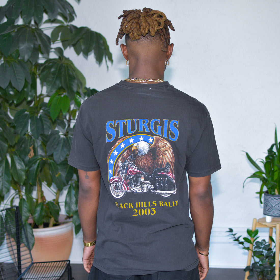 Vintage 2003 Sturgis Bike Rally American Flag Graphic T-Shirt