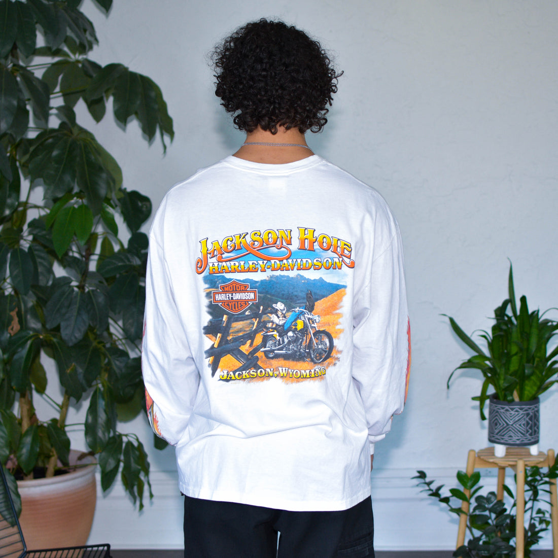 Vintage 2005 Harley Davidson Jackson Hole Long-sleeve Graphic T-Shirt