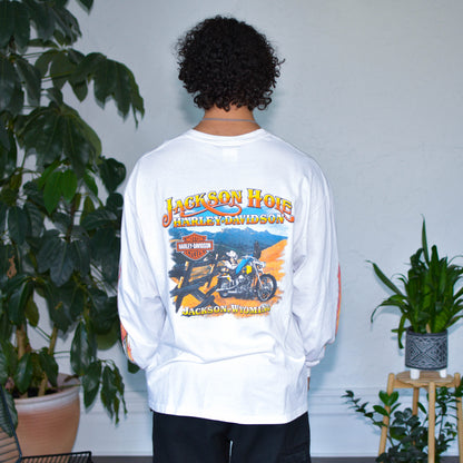 Vintage 2005 Harley Davidson Jackson Hole Long-sleeve Graphic T-Shirt