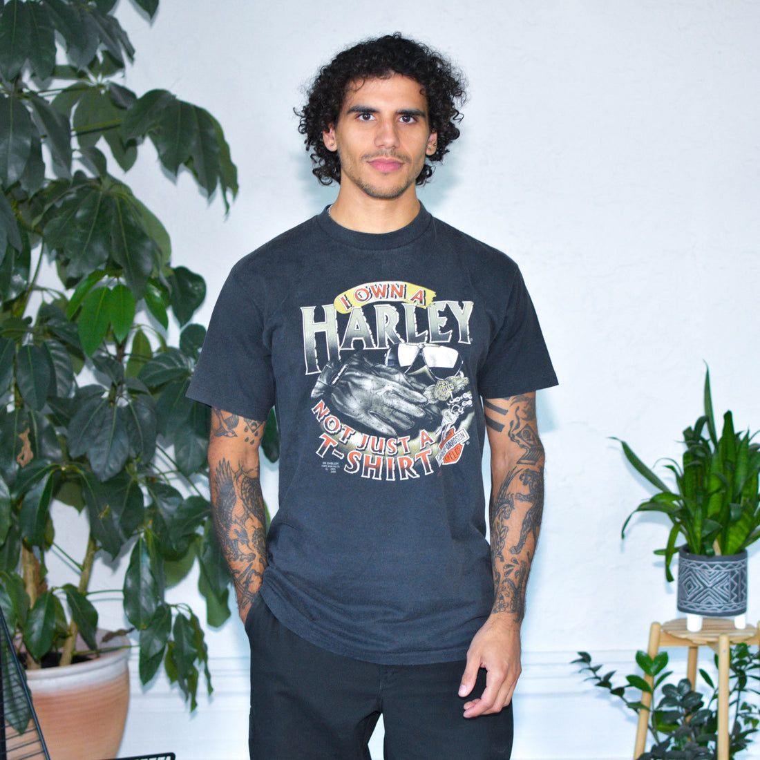 Vintage 1991 Harley Davidson 3D Emblem "I Own a Harley" T-Shirt