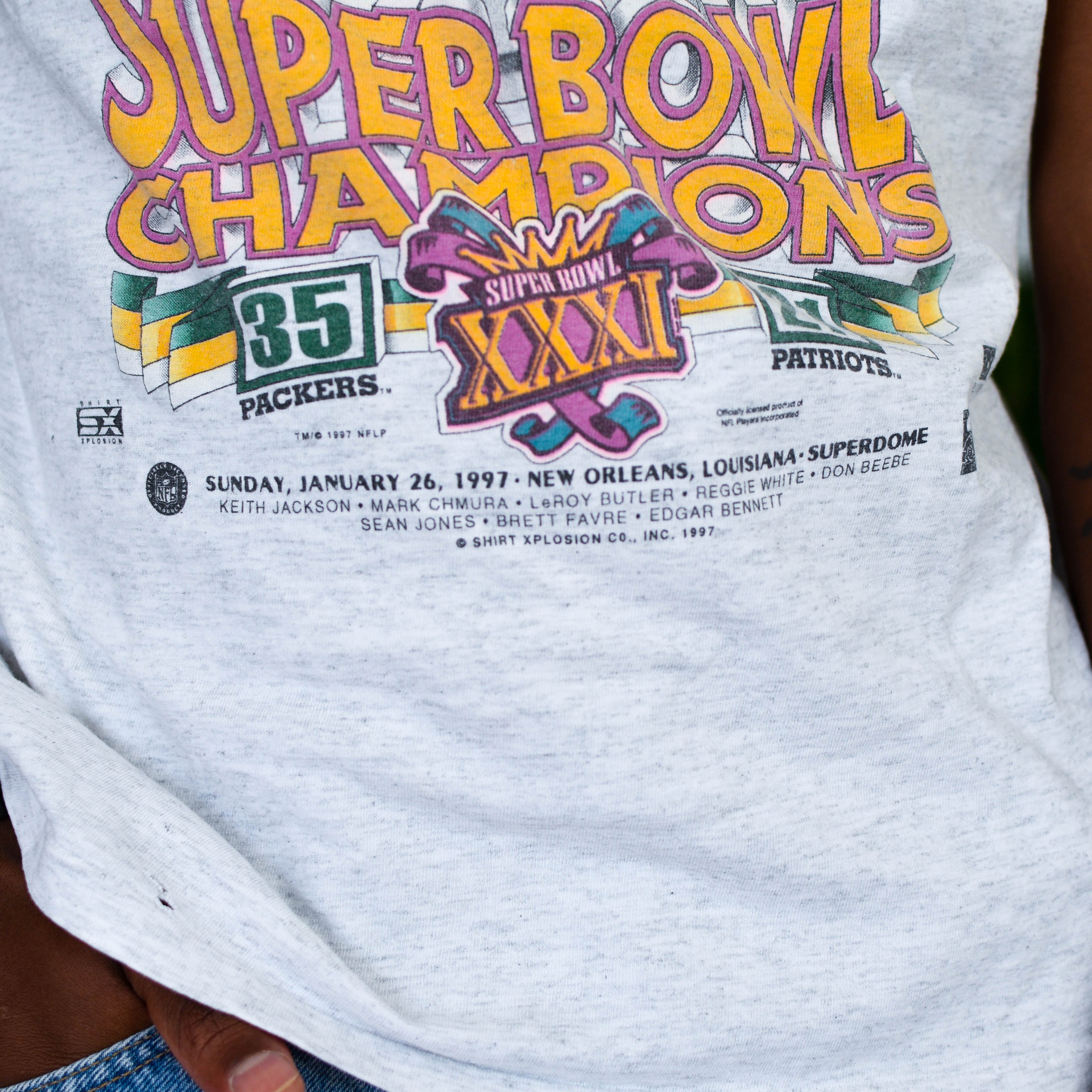 Vintage 1997 Green Bay Packers Superbowl Champions Caricature T-Shirt