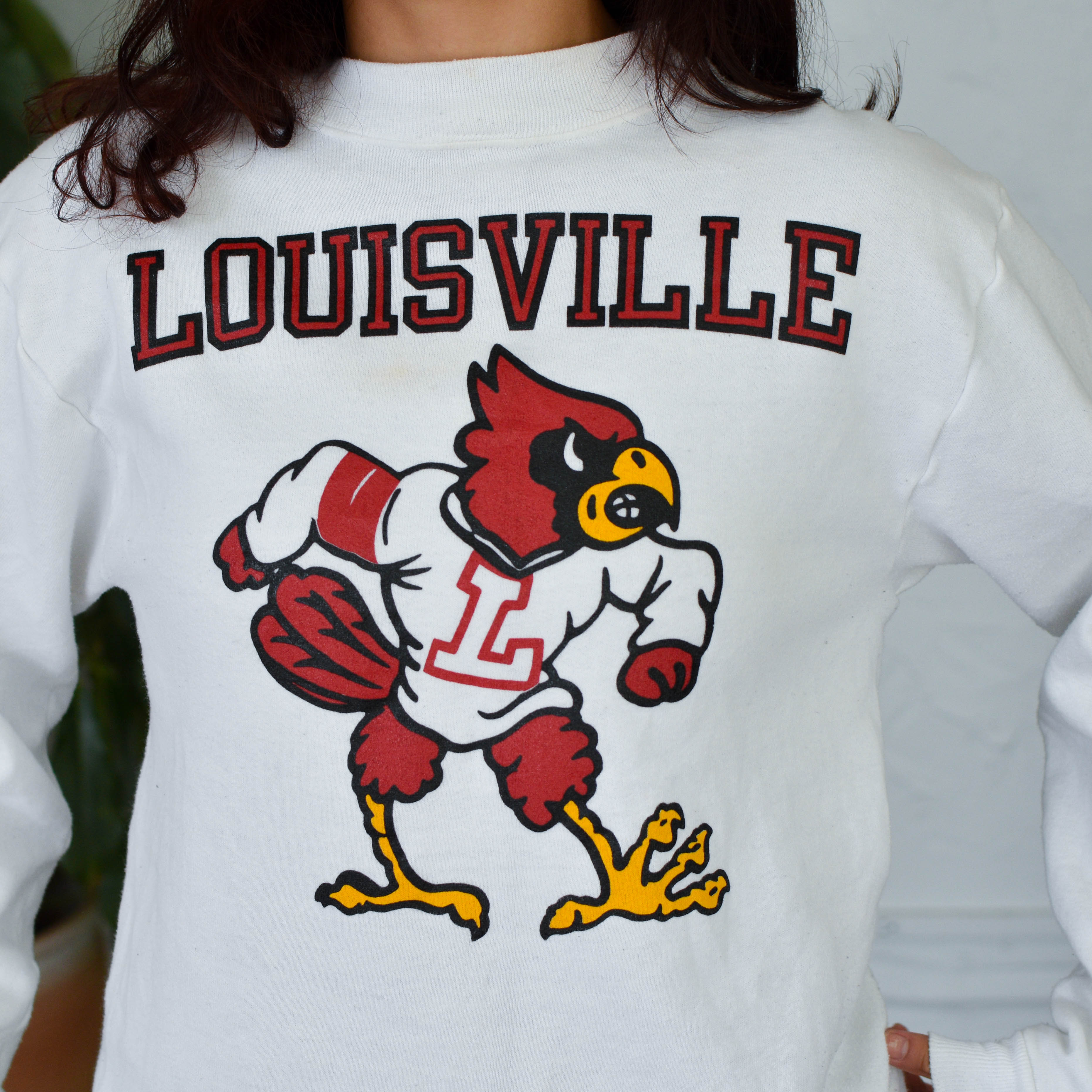 Vintage University of Louisville White Sweatshirt