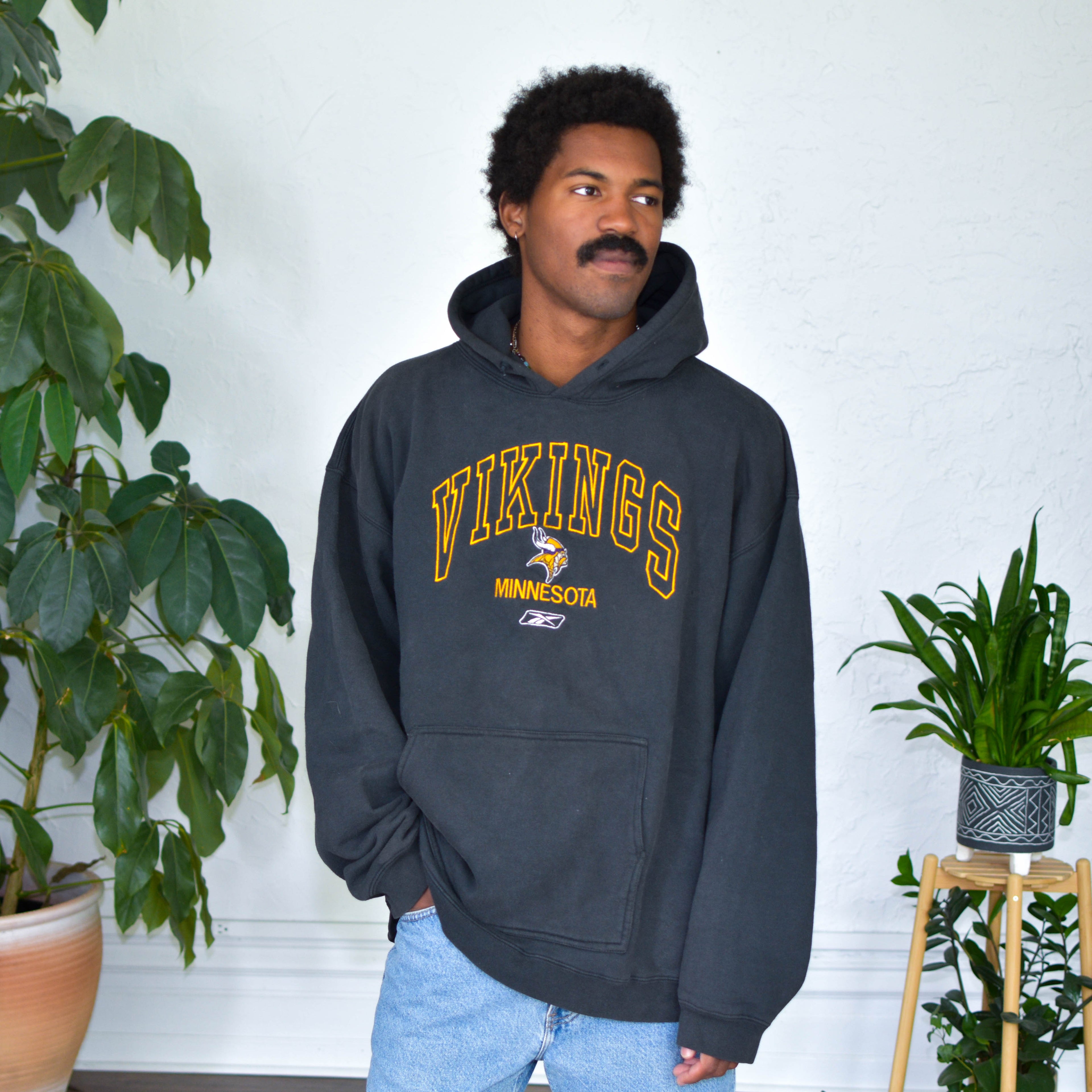 Vintage Minnesota Vikings Gold Embroidered Hooded Sweatshirt