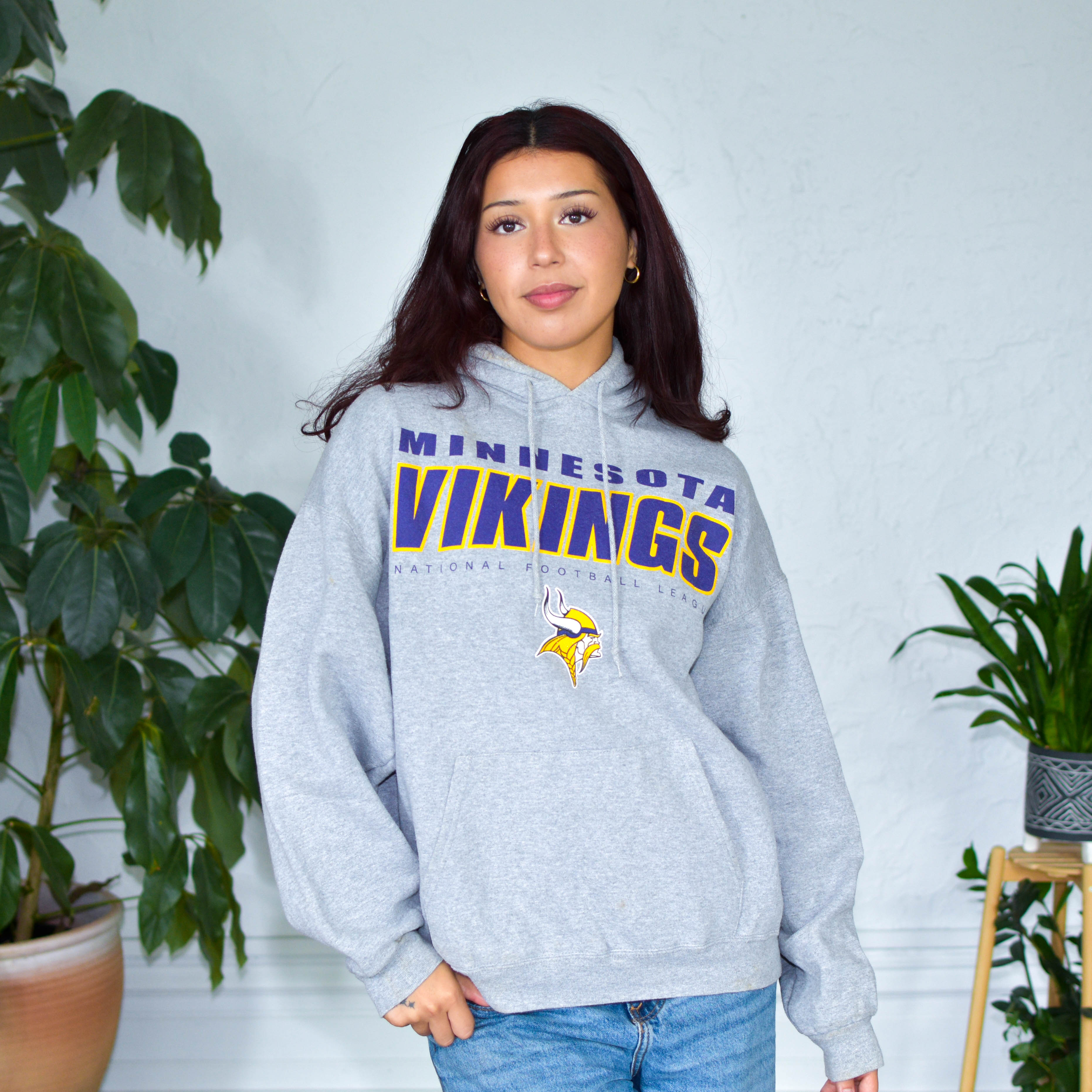 Vintage Minnesota Vikings Grey Hooded Sweatshirt