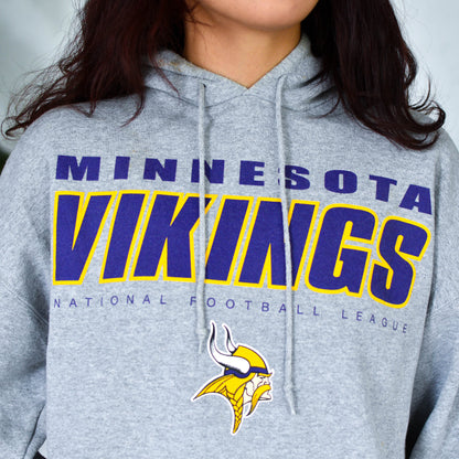Vintage Minnesota Vikings Grey Hooded Sweatshirt