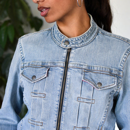 Vintage Y2K Femme Tommy Hilfiger Light Washed Blue Denim Jacket