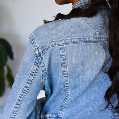 Vintage Y2K Femme Tommy Hilfiger Light Washed Blue Denim Jacket