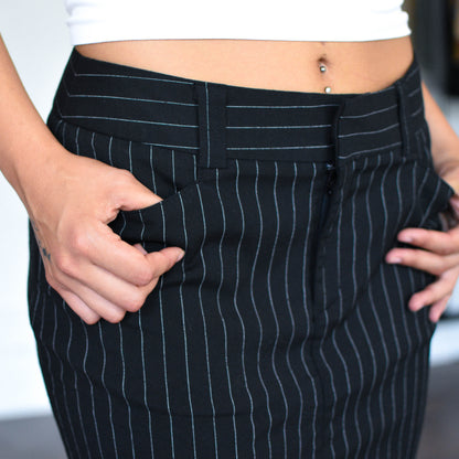 Vintage Y2K Black Pinstripe Mini Skirt