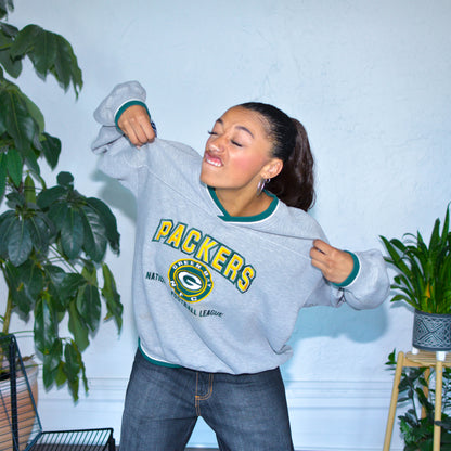 Vintage Green Bay Packers Embroidered Ribbed Sweatshirt
