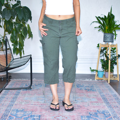 Vintage Y2K Femme Military Green Capris
