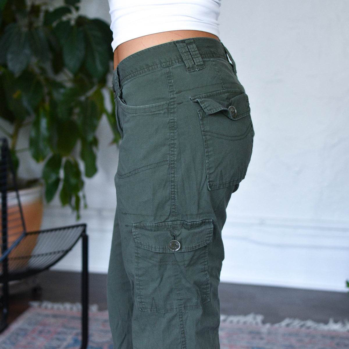 Vintage Y2K Femme Military Green Capris