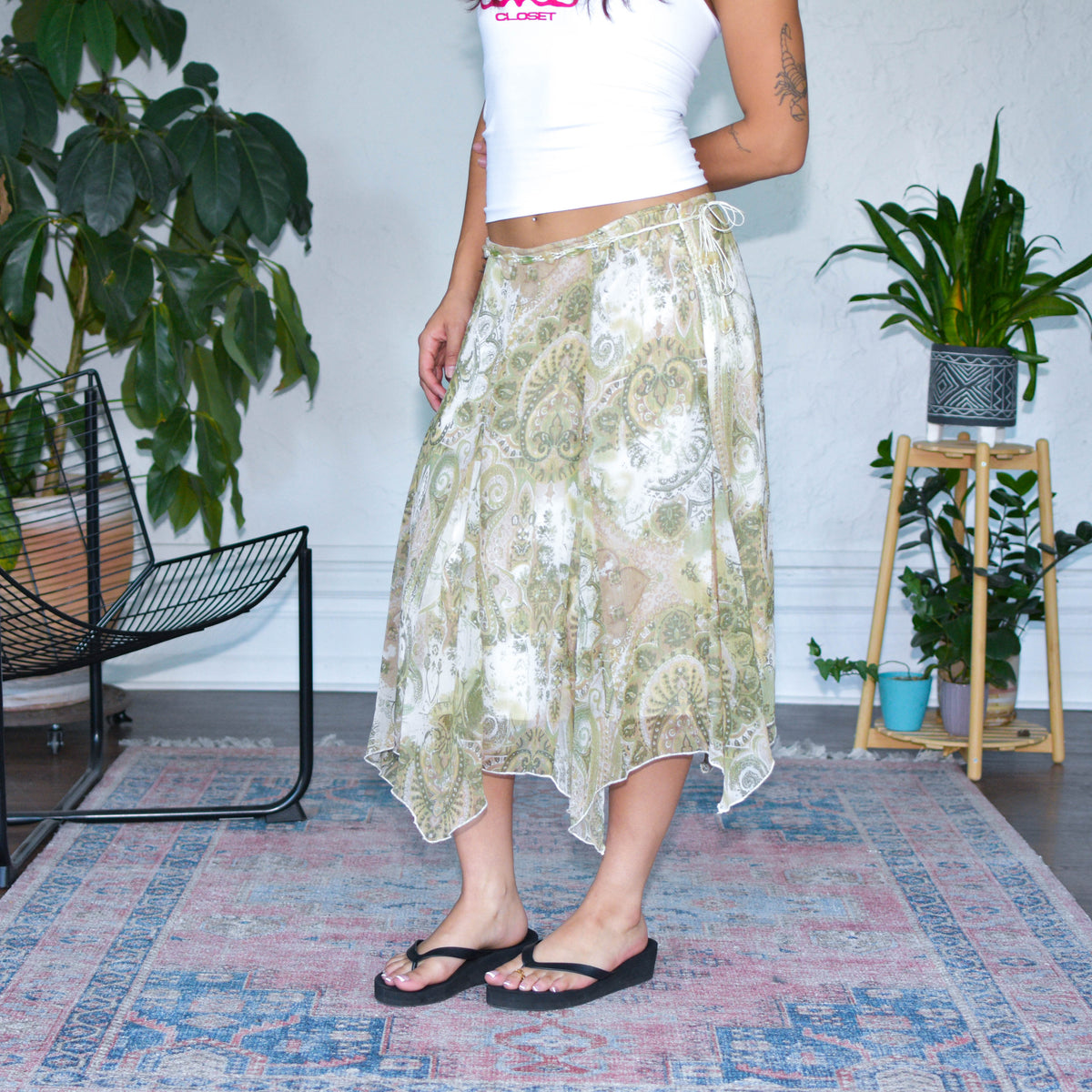 Vintage Y2K Paisley Earth Toned Sheered Skirt