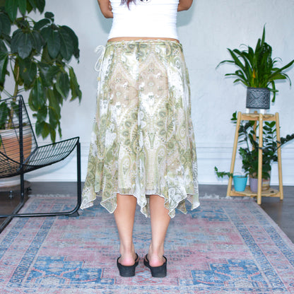 Vintage Y2K Paisley Earth Toned Sheered Skirt