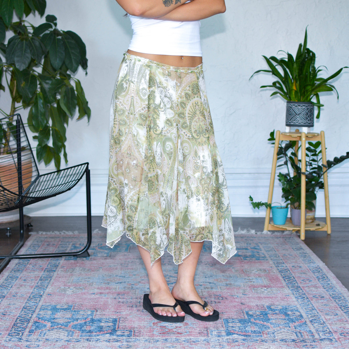Vintage Y2K Paisley Earth Toned Sheered Skirt