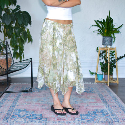 Vintage Y2K Paisley Earth Toned Sheered Skirt