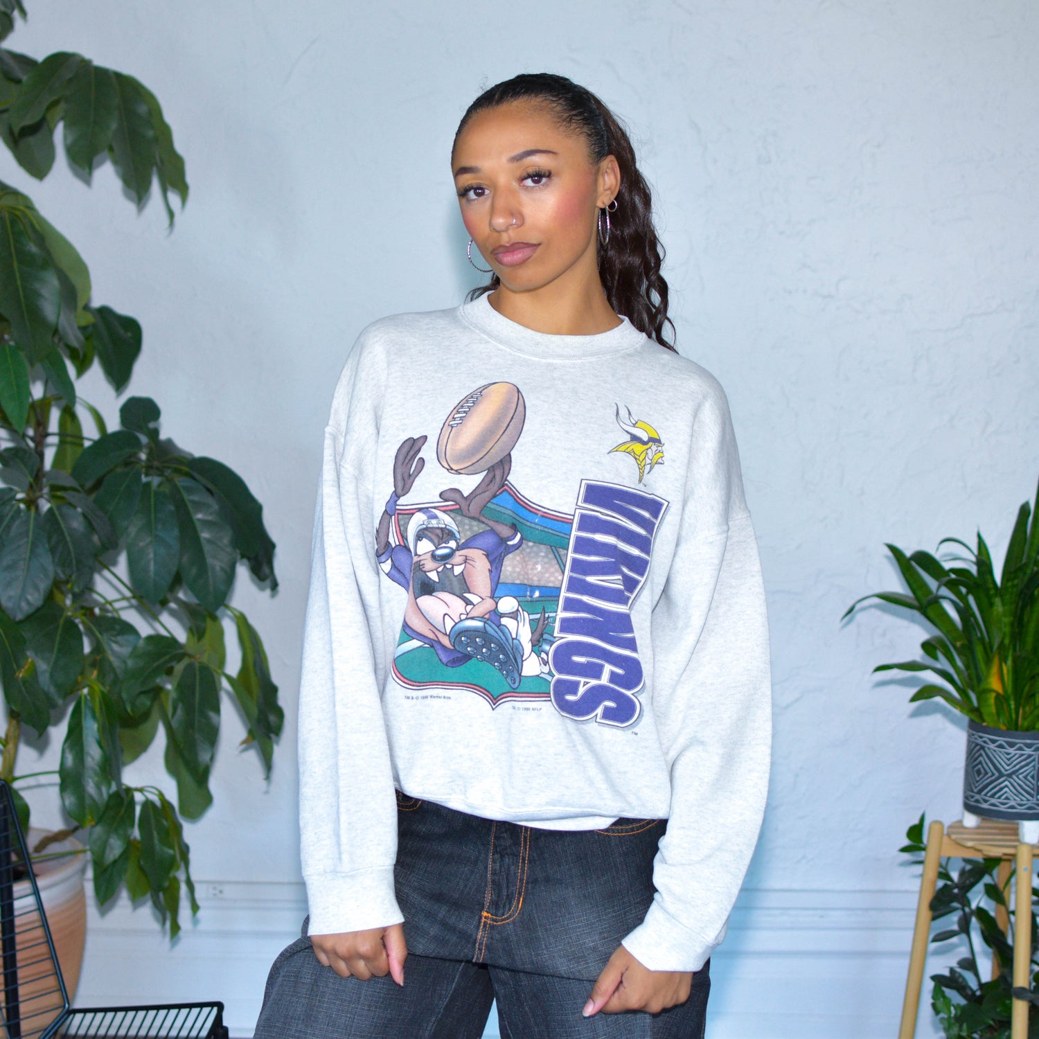 Vintage 1996 Minnesota Vikings Looney Tunes Crewneck Sweatshirt