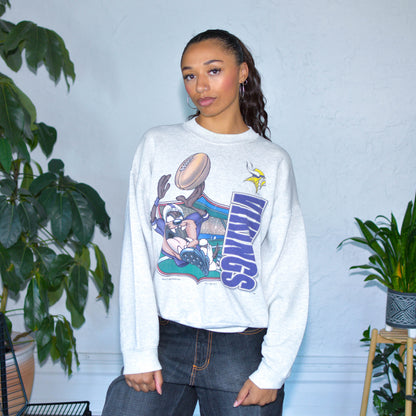 Vintage 1996 Minnesota Vikings Looney Tunes Crewneck Sweatshirt