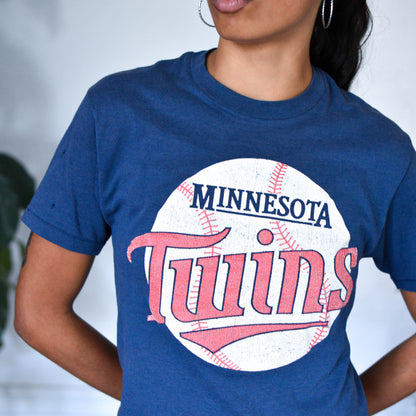 Vintage 80s Cropped Twins Baseball T-Shirt
