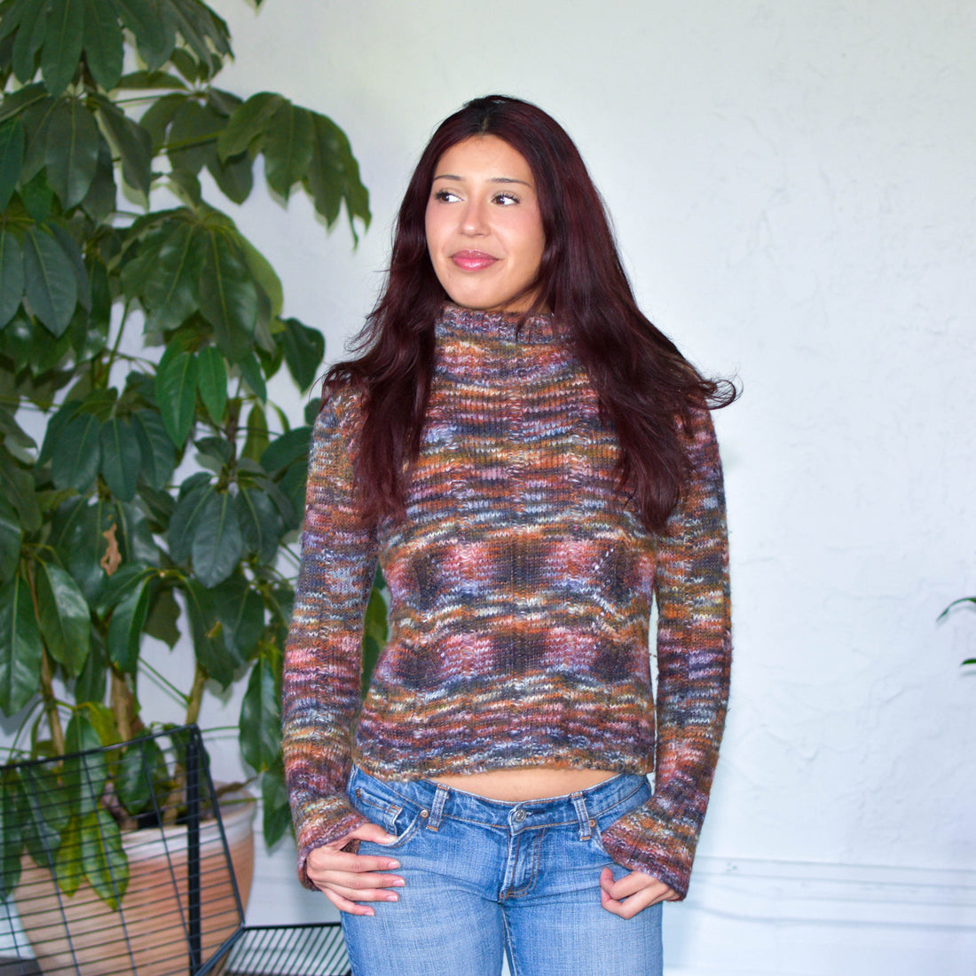 Vintage Femme Multi-Colored Wool Turtle Neck