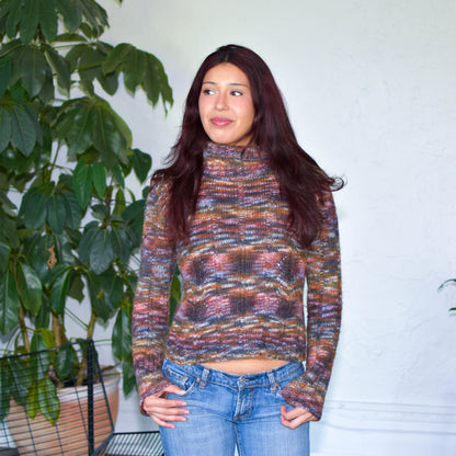 Vintage Femme Multi-Colored Wool Turtle Neck